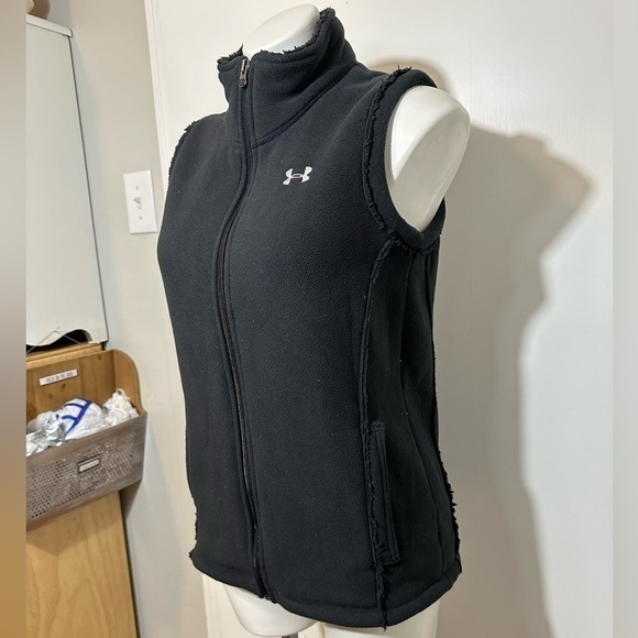 High pile fleece Under Armour black Sherpa vest women small lined jacket zip S - Picture 1 of 16